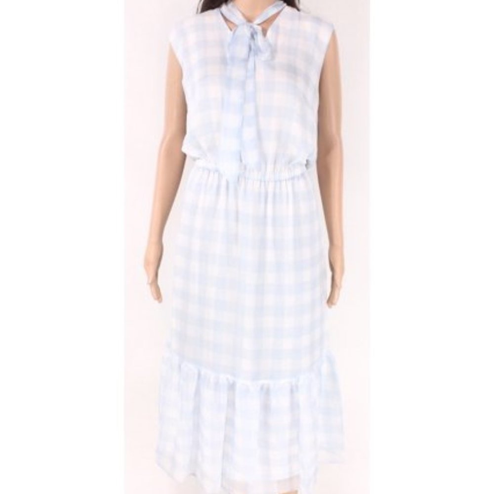 Women's Dress Tie-Neck Gingham 12